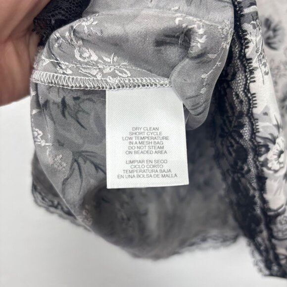 VTG y2k Nine West 6P S Floral Lace Trim Camisole Black White Layering Whimsigoth - Picture 3 of 5